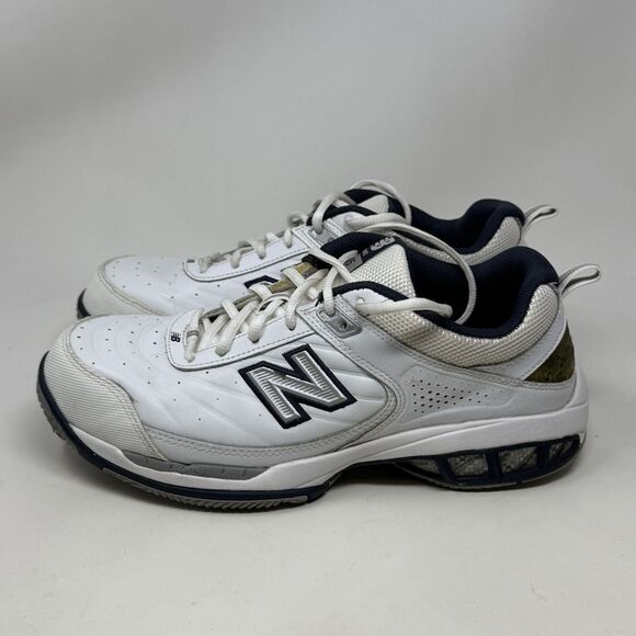New Balance 806 Tennis Shoes Mens 9 2E Wide White Blue Leather Walking Sneakers - Picture 2 of 16